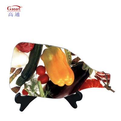 Tabella di taglio vetro temperato utensile di cucina rotondo incrollabile con logo personalizzato