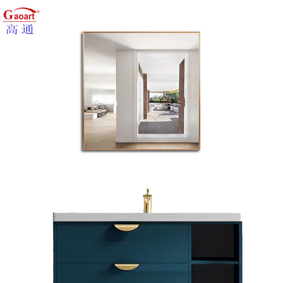 Specchio da parrucchiere nero rettangolare per grande decorazione muraria in cornice dorata