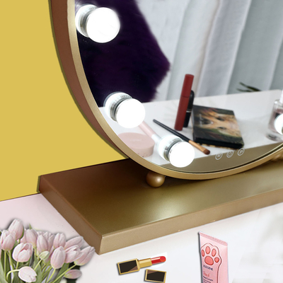 Decorazione per la casa Vanity Hollywood Specchio con luci a LED Disegno ovale rotondo personalizzato in cromo