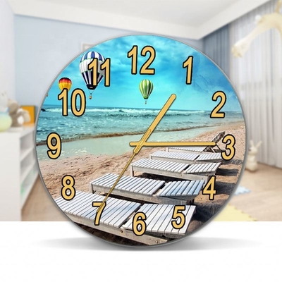 Home Decorazioni murali Orologio da parete in vetro con disegno paesaggistico e pittura ad olio