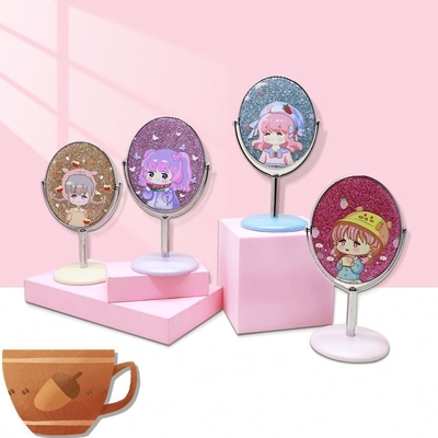 Decorazione per abbigliamento in plastica e vetro Mini Mirror Portable Vanity Circle