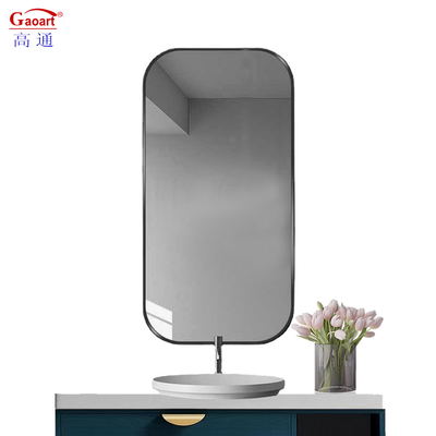 Dimensione personalizzata Decorazione completa Adesivo in argento Specchio montato sulla parete con cornice bianca