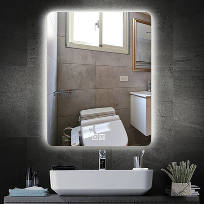 Specchio appeso a parete con retroilluminazione a misura con specchio di vetro a luce LED