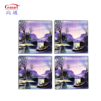Logo personalizzato Temperato Rotondo Quadrato con perline Portable Wine Glass Coasters Set per bevande