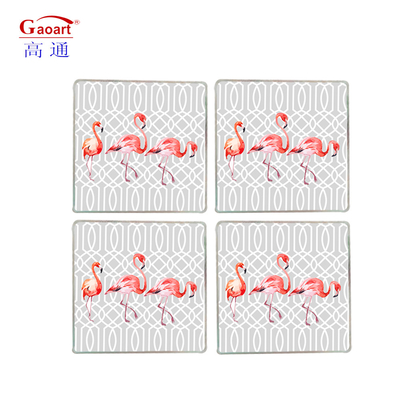 Logo personalizzato Temperato Rotondo Quadrato con perline Portable Wine Glass Coasters Set per bevande