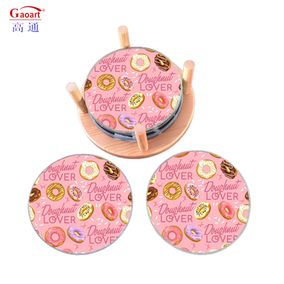 Logo personalizzato Temperato Rotondo Quadrato con perline Portable Wine Glass Coasters Set per bevande