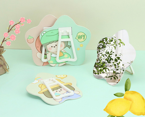Mini tavolo cosmetico regolabile da tasca con specchio di trucco rotondo personalizzato