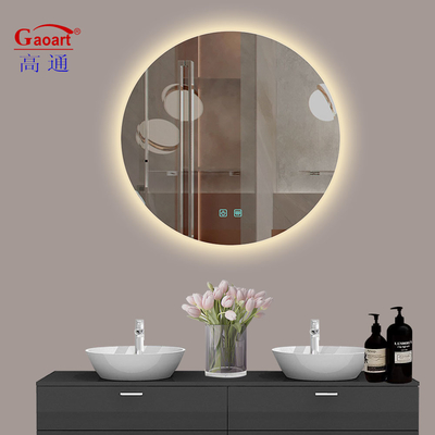 Specchio in argento con licenza luce intelligente specchio a LED rotondo per la decorazione di camera da letto e bagno