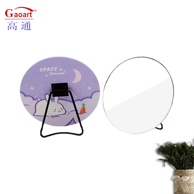 Viaggiare in piedi Carino Top Make Up Tavolo cosmetico con specchio di metallo e vetro