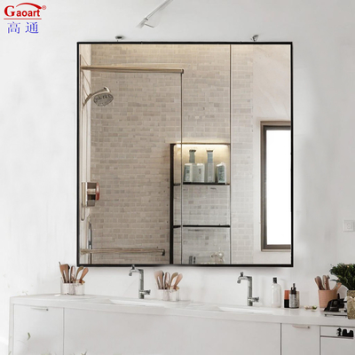 Home Wineshop Riflessione Moda Ferro Nero Bagno Specchio a parete con telaio in alluminio