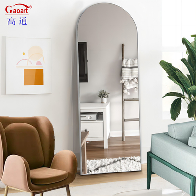 Cornice in lega di alluminio Grande bagno Parete in ferro metallo Oro Specchietti in piedi a tutta lunghezza