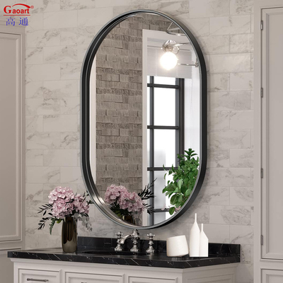 Moderno specchio per la decorazione di grandi case in metallo nero con telaio in lega di alluminio e rivestimento in oro