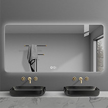 Specchio da bagno LED impermeabile da 4 mm con interruttore touch screen e specchio argento