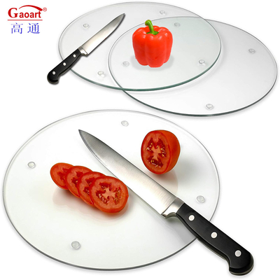 Tavola di taglio di vetro temperato personalizzata con piedi antiscivolo perfetta per la preparazione di alimenti