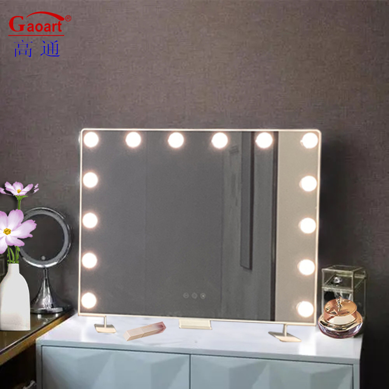 Specchio di metallo e vetro personalizzabile Hollywood Makeup Vanity con lampadine a LED Chrome
