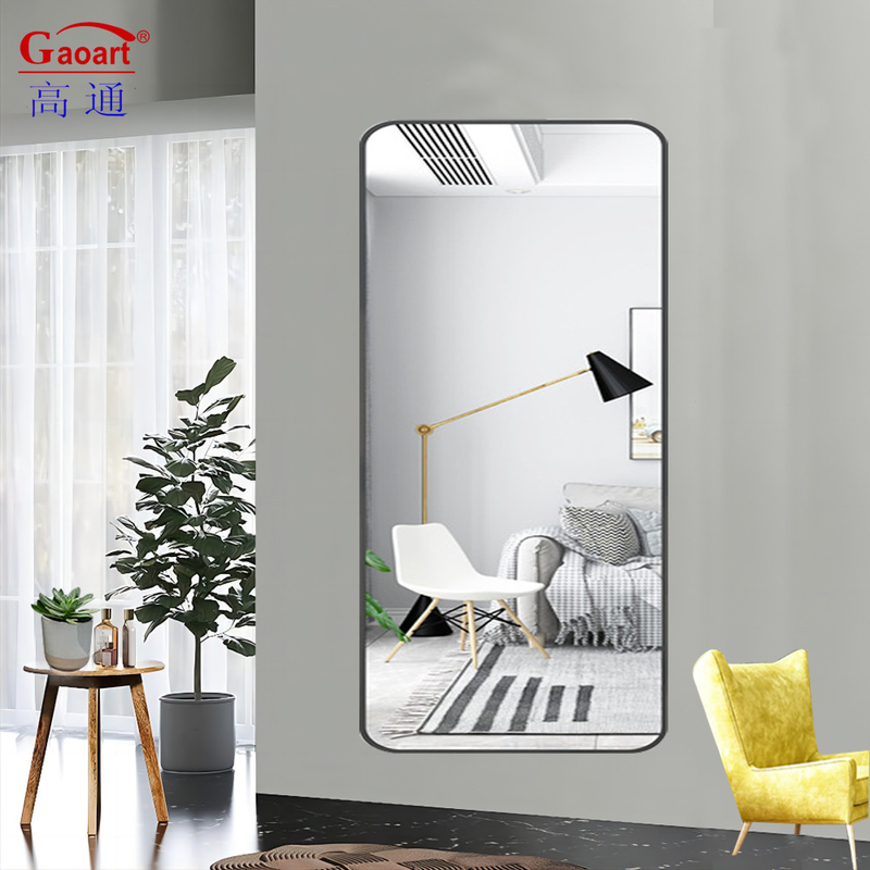 Metallo ovale rosa oro parete Led Up Decorazione domestica con specchio a sfilato con grande area di visualizzazione
