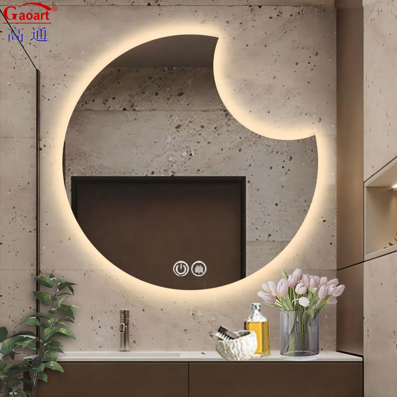 Bagno intelligente moderno con luce LED rotonda illuminata e adesivo portatile a taglia piena