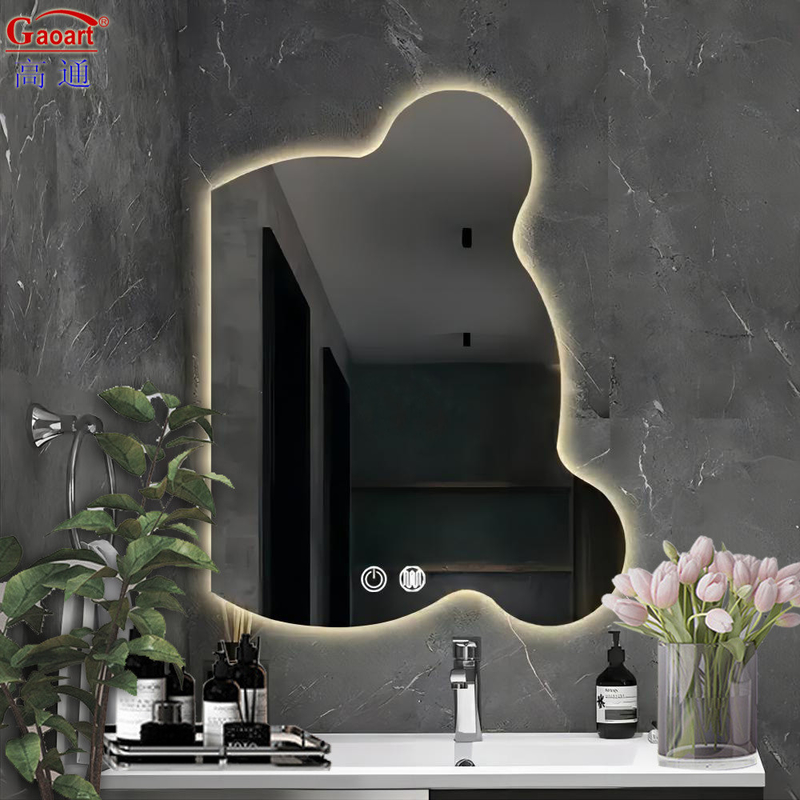 Specchio d'argento Decorazione del bagno Specchio a parete rotondo a LED per trucco senza nebbia in doccia piccola