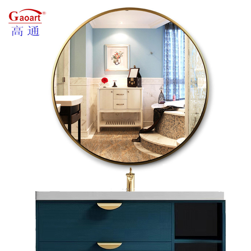 Decorazione del bagno in oro bianco in alluminio con muro a specchio a cornice