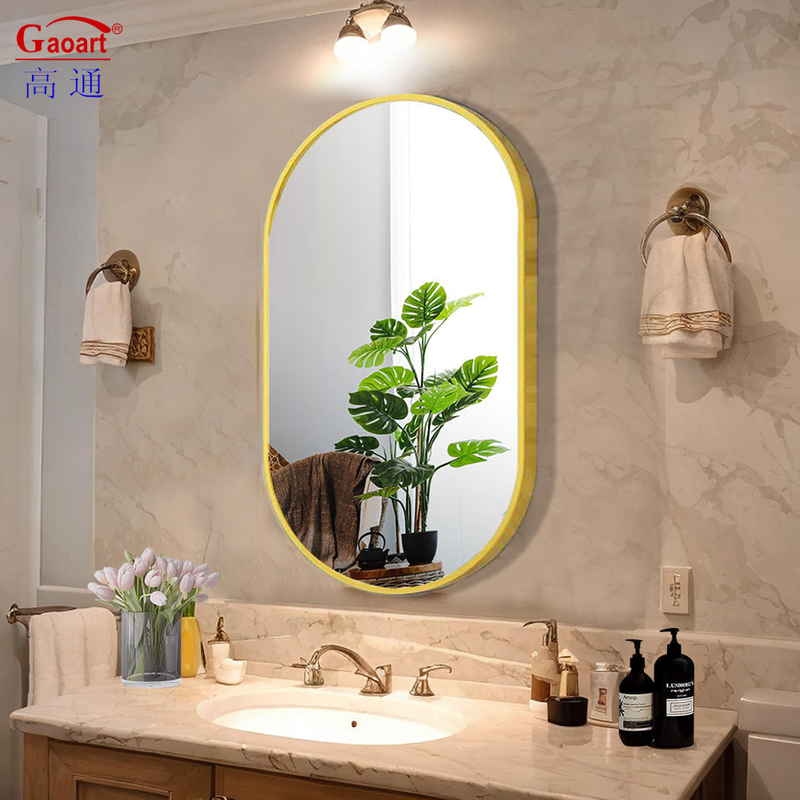 Dimensione personalizzata Moda Grande Parete Nera Metallo Oro Piccolo Ferro Alumini Decor Bagno Cornice Specchio
