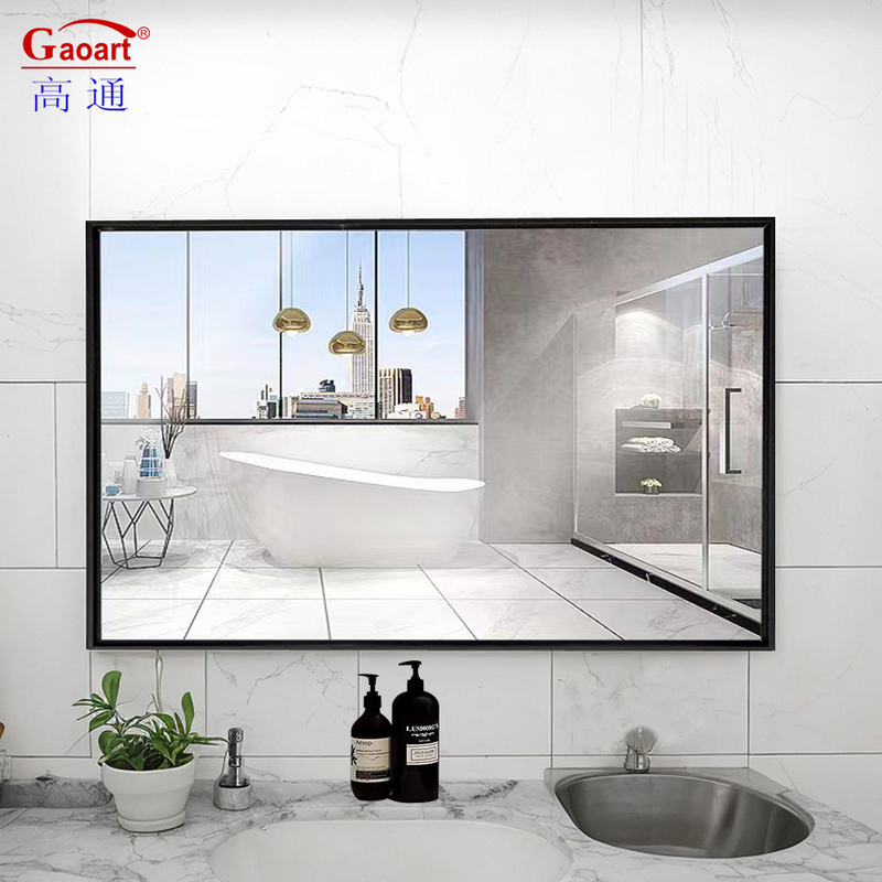 Specchio in vetro a telaio in alluminio per decorazioni murali di dimensioni personalizzate in camera da letto o bagno