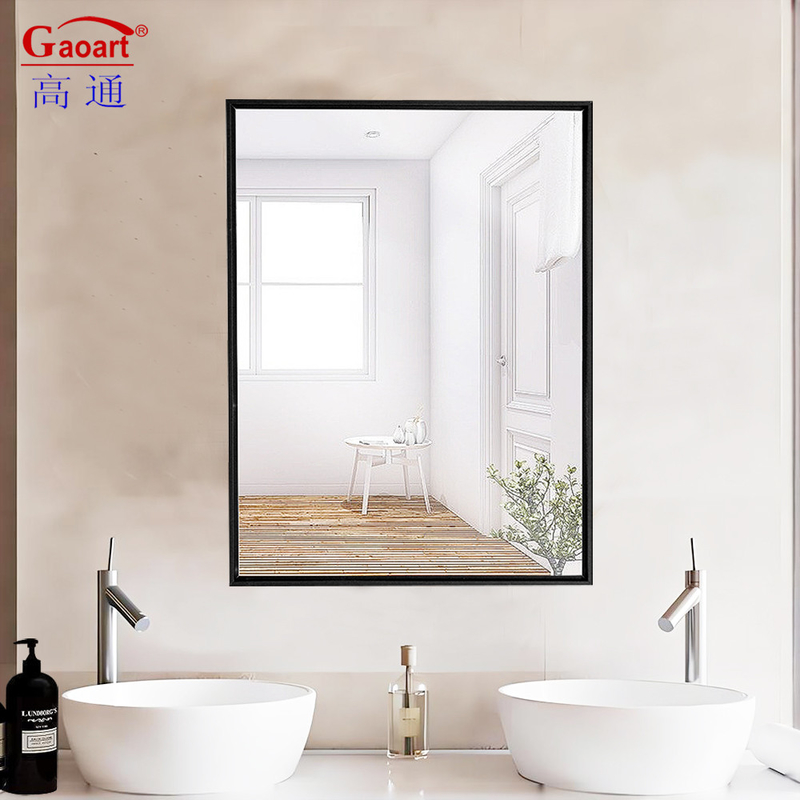 Specchio di vetro a telaio di ferro nero in dimensioni personalizzate per la moderna decorazione appesa al bagno