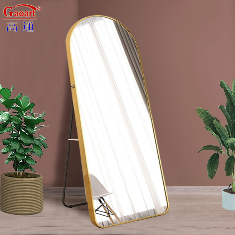 Large Standing Full Wall Arch Lunghezza del pavimento Oro Nero Quadro Metallico