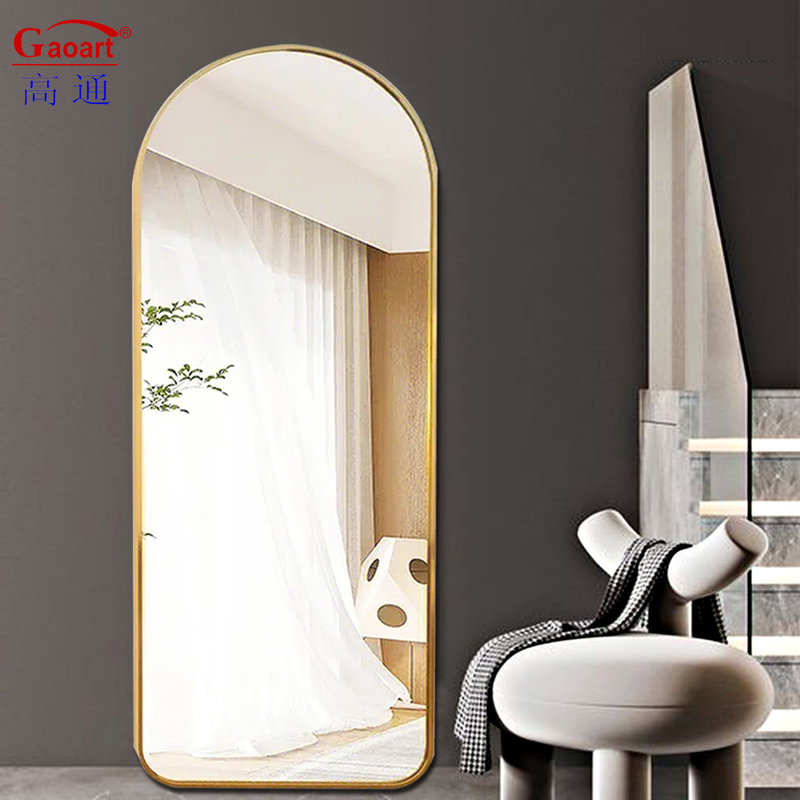 Cornice in lega di alluminio Arco d'oro Lungozza del pavimento Specchio per la decorazione di case a arco in piedi