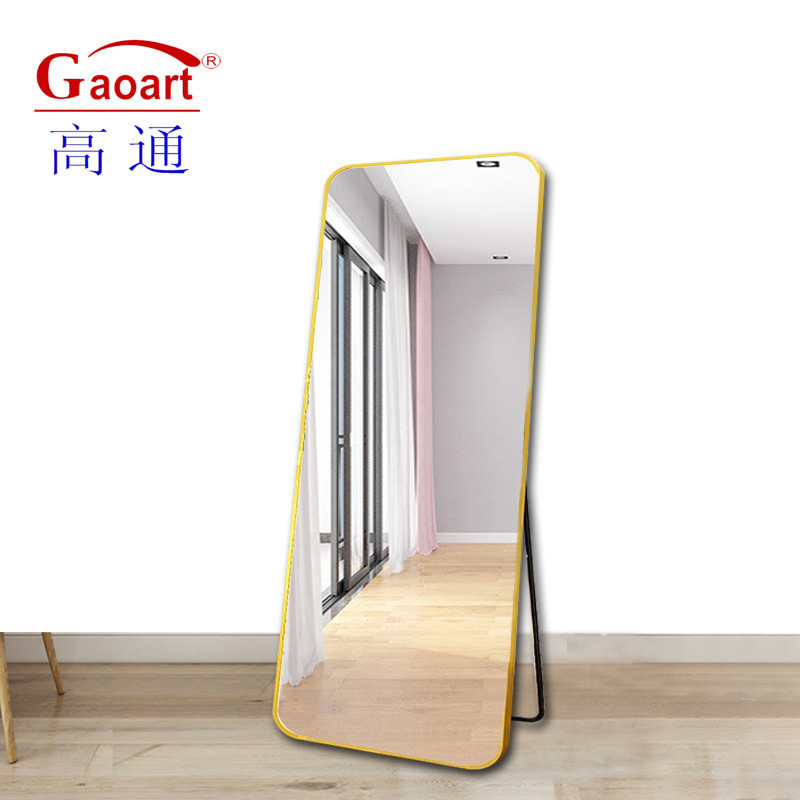 Stile di design contemporaneo Lunghezza del pavimento Arco completo Specchio da parete in oro per la decorazione domestica