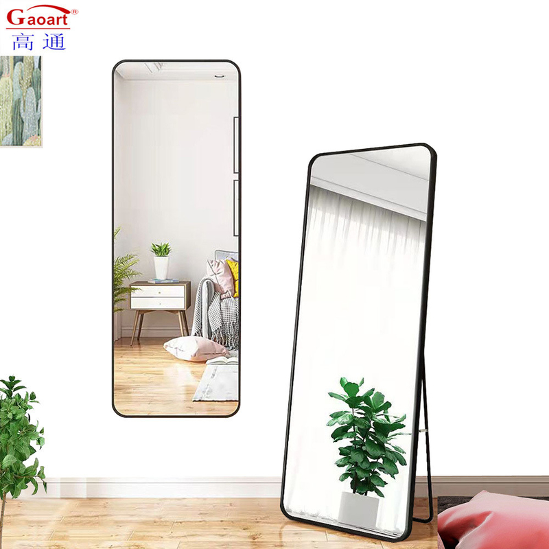 Dimensione personalizzata Moderno Elegante Pavimento Ornato Standing Ovale Specchio di Lunghezza Piena Con Stand