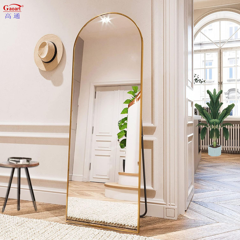 Cornice di metallo di lunghezza completa vestiario Stand specchio ad arco indistruttibile per decorazioni domestiche o palestra